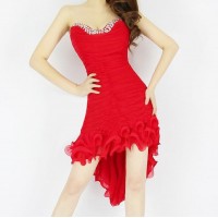 Sexy Style Low Cut Sleeveless Diamonds Polyester Dovetail Dress For Women